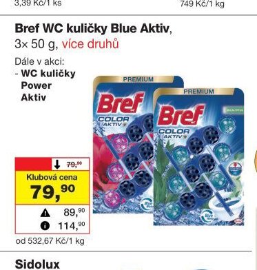 Bref WC kuličky Blue Aktiv, 3x 50 g