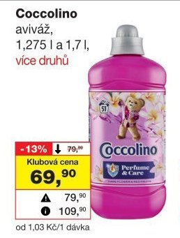 Coccolino aviváž, 1,275 l a 1,7 l