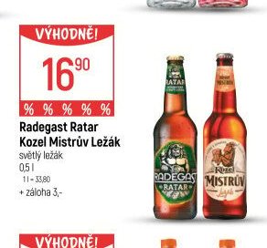 Radegast Ratar Kozel Mistrův Ležák