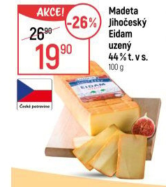 Sýr Eidam uzený 44% Jihočeský Madeta