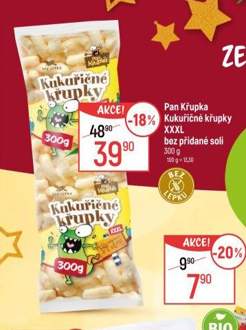 Pan Křupka Kukuřičné křupky XXXL bez přidané soli 300 g