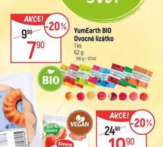 YumEarth BIO Ovocné lízátko 1 ks