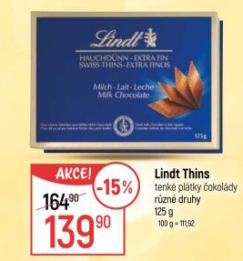 Čokoláda Thins Lindt