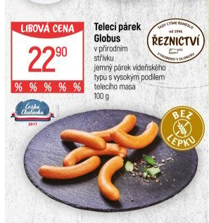 Párky s telecím masem Globus