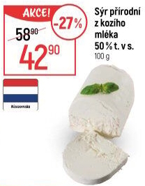 Sýr kozí přírodní 50%