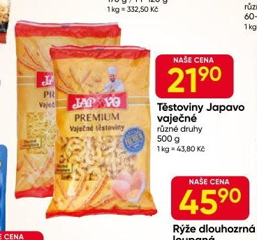 Těstoviny Japavo vaječné