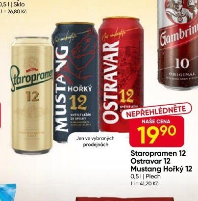 Staropramen 12, Ostravar 12, Mustang Hořký 12