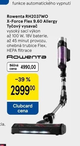 Rowenta RH2037WO X-Force Flex 9.60 Allergy Tyčový vysavač