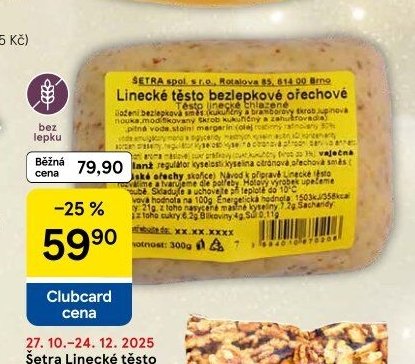 Šetra Linecké bezlepkové ořechové 300 g