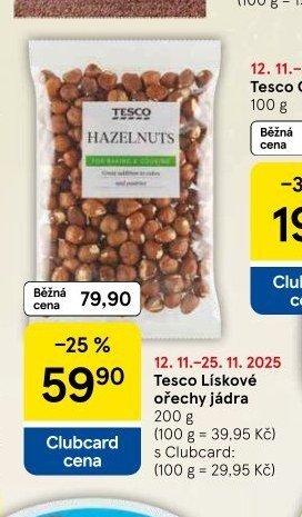 Tesco Lískové ořechy jádra 200 g