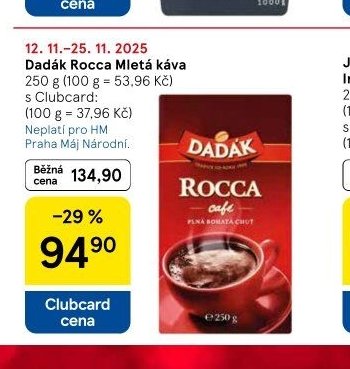 Dadák Rocca Mletá káva 250 g - Tesco akcniletaky.com