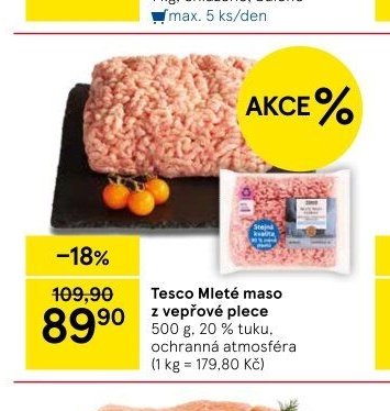 Tesco Mleté maso z vepřové plece