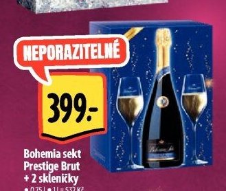 Bohemia sekt Prestige Brut + 2 skleničky