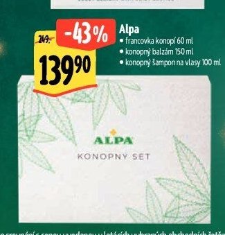 Alpa francovka konopí 60 ml, konopný balzám 150 ml, konopný šampon na vlasy 100 ml - Albert akcniletaky.com