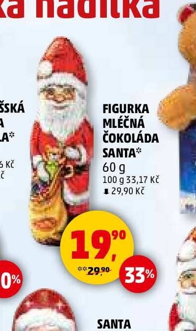 Figurka mléčná čokoláda Santa 60 g