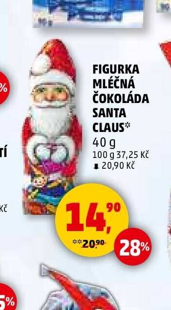 Figurka mléčná čokoláda Santa Claus 40 g