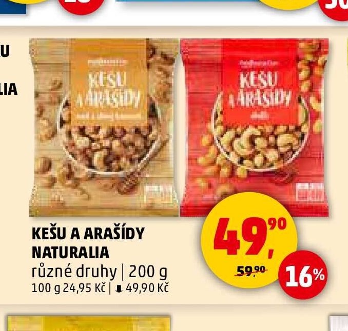 KEŠU A ARAŠÍDY NATURALIA různé druhy