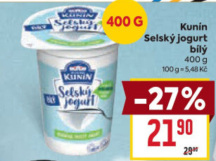 Bílý jogurt selský Mlékárna Kunín