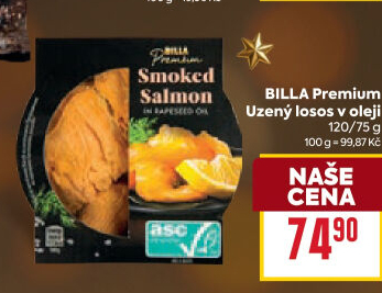 Losos uzený v oleji Billa Premium