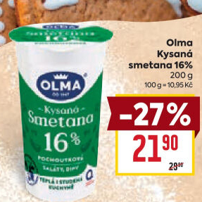 Smetana zakysaná Olma 16%