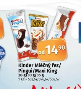 Kinder Mléčný řez/Pingui/Maxi King