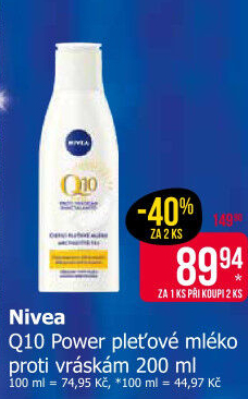 Mléko pleťové čisticí proti vráskám Q10 Nivea