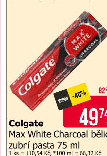 Pasta na zuby Max White Charcoal Colgate