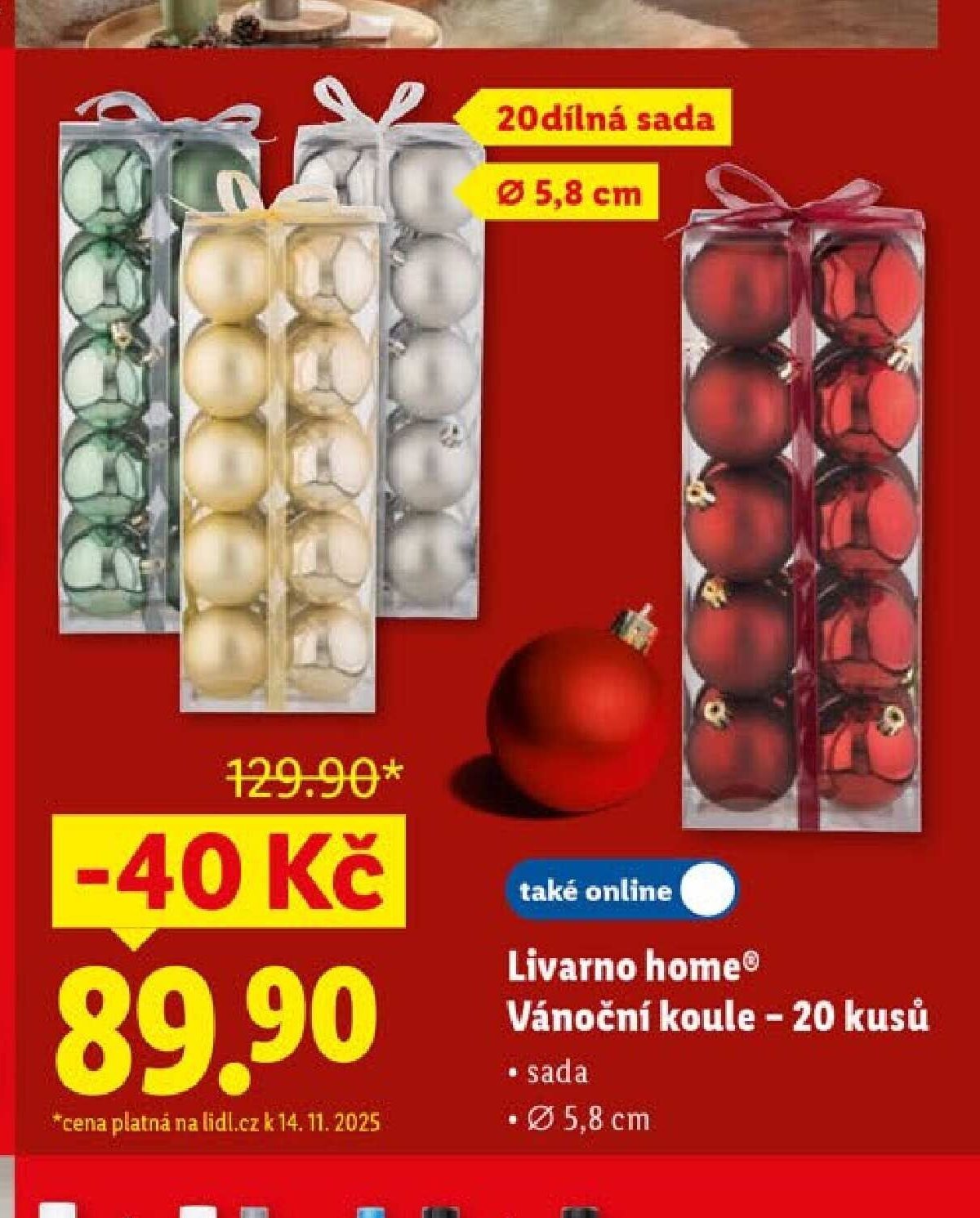 Livarno home Vánoční koule – 20 kusů