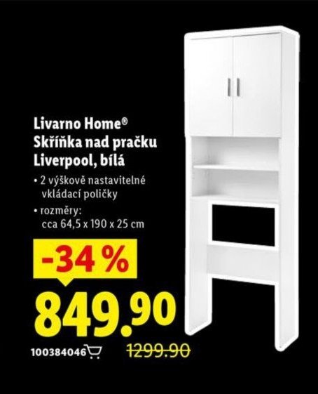 Livarno Home Skříňka nad pračku Liverpool, bílá