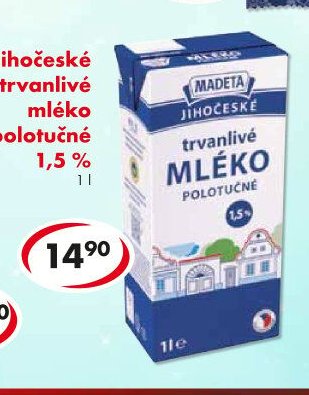Jihočeské trvanlivé mléko polotučné 1,5 %