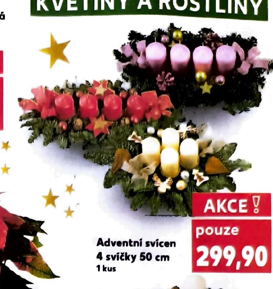 Adventní svícen 4 svíčky 50 cm