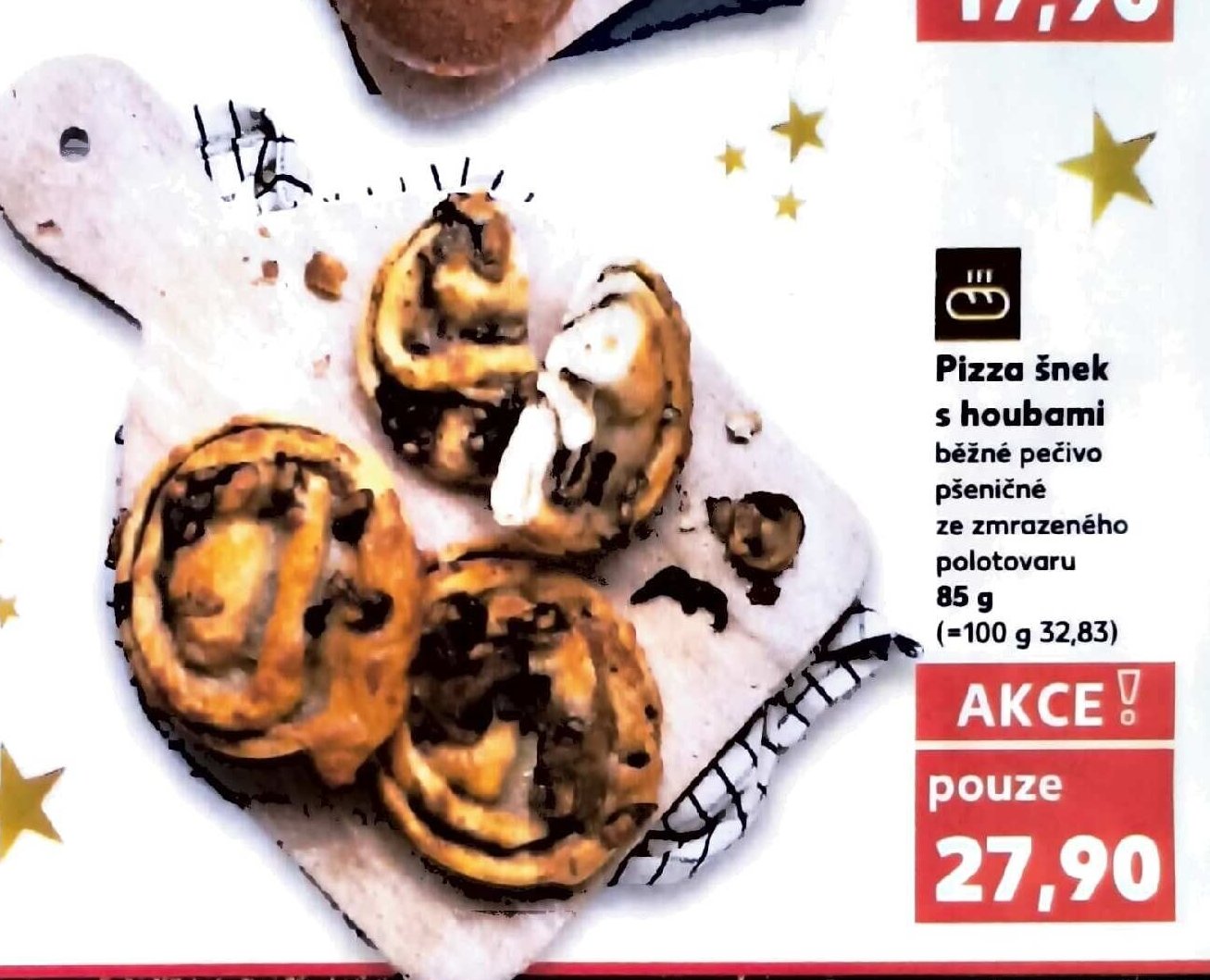 Pizza šnek s houbami