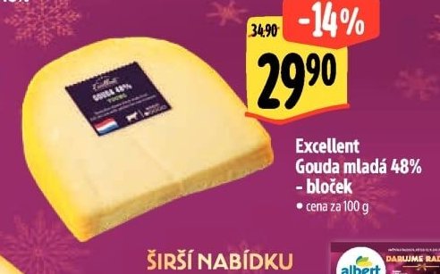 Excellent Gouda mladá 48% - bloček