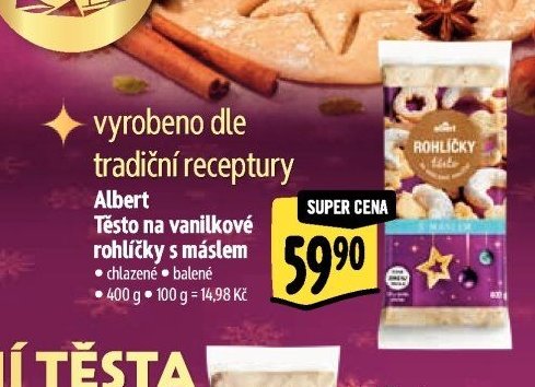 Albert Těsto na vanilkové rohlíčky s máslem