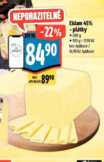 Eidam 45% - plátky
