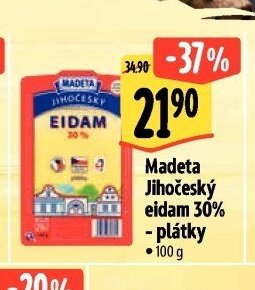 Madeta Jihočeský eidam 30% - plátky