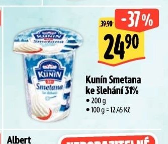 Kunín Smetana ke šlehání 31%