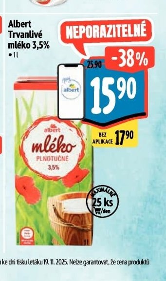 Albert Trvanlivé mléko 3,5%