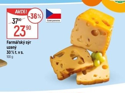 Farmářský sýr uzený 30 % t. v s.