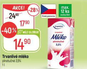 Mléko trvanlivé Pragolaktos - 3,5% plnotučné