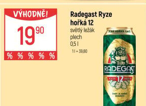 Pivo světlý ležák 12° Ryze hořká Radegast