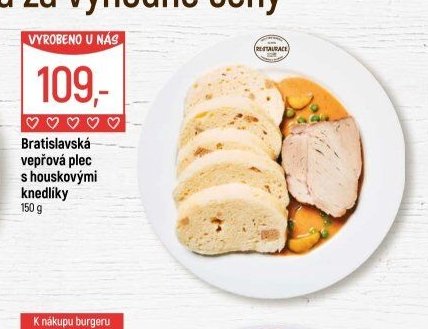 Bratislavská vepřová plec s houskovými knedlíky