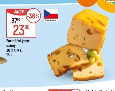 Farmářský sýr uzený 30 % t. v s.