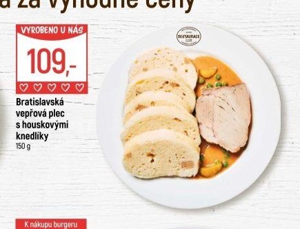 Bratislavská vepřová plec s houskovými knedlíky