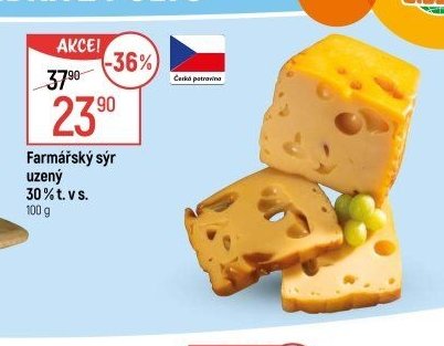 Farmářský sýr uzený 30 % t. v s.