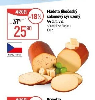 Madeta Jihočeský salámový sýr uzený 44 % t. v s.