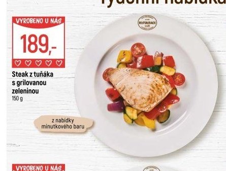 Steak z tuňáka s grilovanou zeleninou