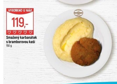 Smažený karbanátek s bramborovou kaší