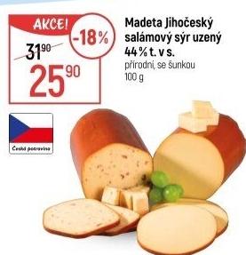 Sýr uzený salámový 44% Jihočeský Madeta