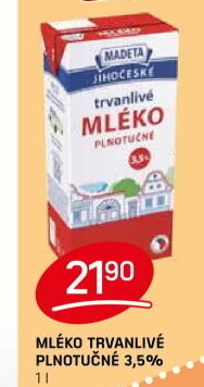 Mléko trvanlivé Jihočeské Madeta - 3,5% plnotučné
